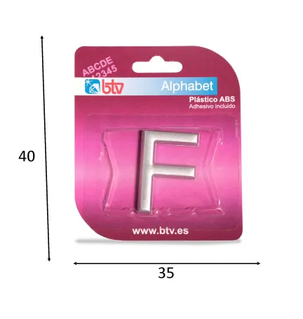 BLISTER LETRA 'F' ABS PLATEADO