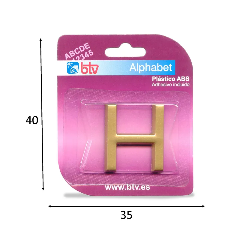 BLISTER LETRA 'H' ABS DORADO