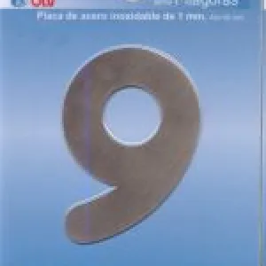 PLACA '9'  INOX ALTO 8,5 CM PLACA '9'  INOX ALTO 8,5 CM
