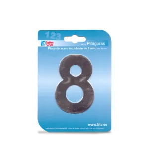 PLACA '8'  INOX ALTO 8,5 CM PLACA '8'  INOX ALTO 8,5 CM
