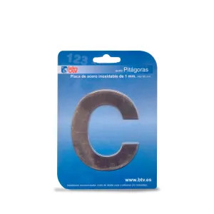 PLACA 'C'  INOX ALTO 8,5 CM PLACA 'C'  INOX ALTO 8,5 CM