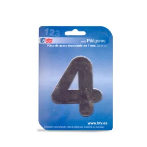 PLACA '4'  INOX ALTO 8,5 CM PLACA '4'  INOX ALTO 8,5 CM