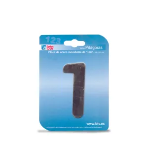 PLACA '1'  INOX ALTO 8,5 CM