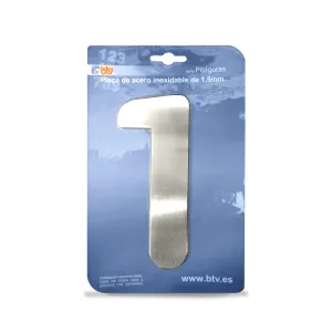 PLACA '1'  INOX ALTO 15,5 CM PLACA '1'  INOX ALTO 15,5 CM