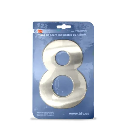 PLACA '8'  INOX ALTO 15,5 CM