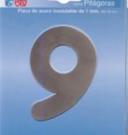 PLACA '9'  INOX ALTO 8,5 CM PLACA '9'  INOX ALTO 8,5 CM