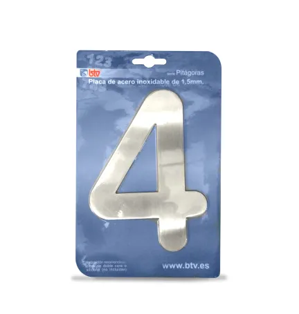 PLACA '4'  INOX ALTO 15,5 CM