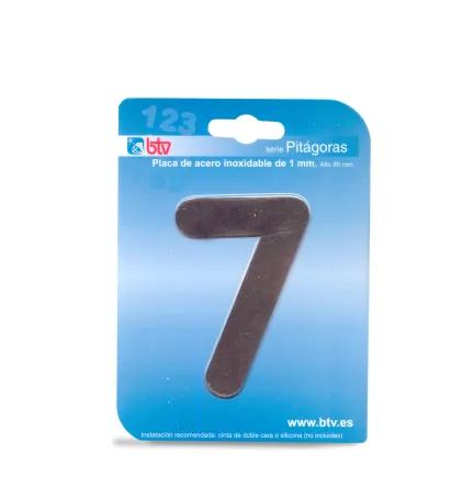 PLACA '7' INOX ALTO 8,5 CM