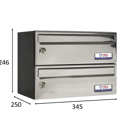 BUZON BARAJAS DOBLE (2 BUZONES) 345x250 ACERO INOXIDABLE BRILLO