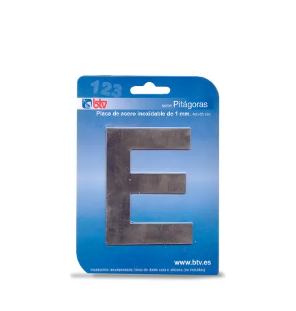 PLACA 'E'  INOX ALTO 8,5 CM PLACA 'E'  INOX ALTO 8,5 CM