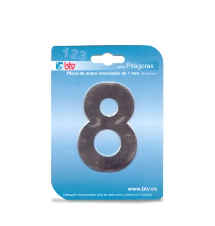 PLACA '8'  INOX ALTO 8,5 CM