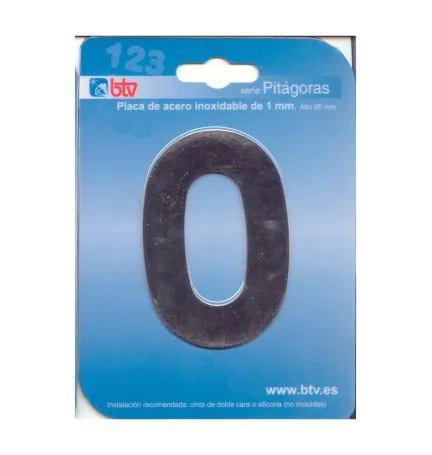 PLACA '0' INOX ALTO 8,5 CM