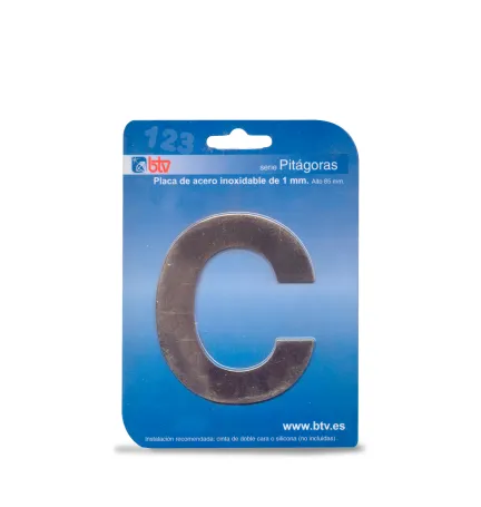 PLACA 'C' INOX ALTO 8,5 CM