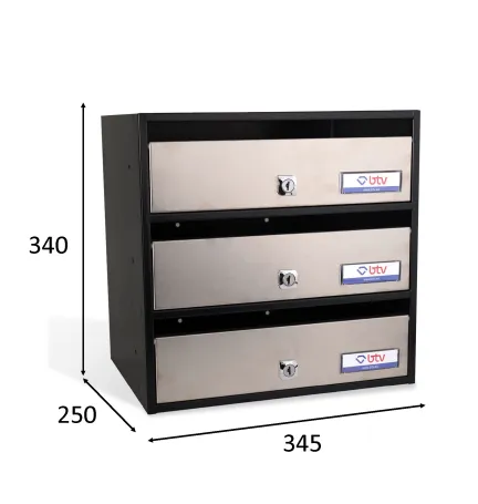 BUZÓN ANETO TRIPLE (3 BUZONES) ACERO INOXIDABLE BRILLO