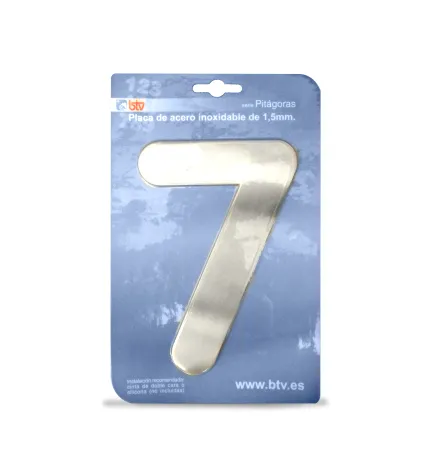 PLACA '7'  INOX ALTO 15,5 CM
