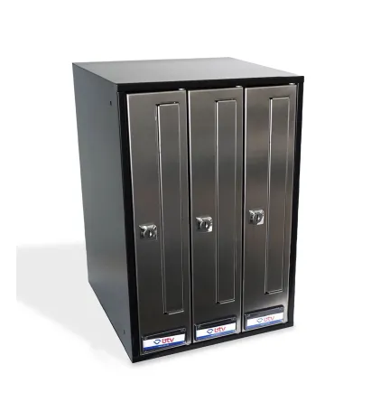 BUZON PRISMA FRONTAL G3 CUERPO NEGRO PUERTA INOXIDABLE BRILLO