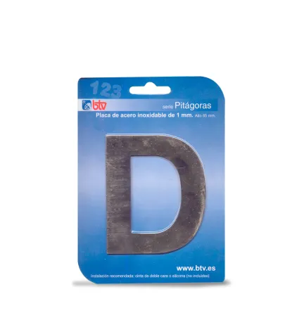 PLACA 'D'  INOX ALTO 8,5 CM