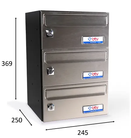 BUZON BARAJAS TRIPLE (3 BUZONES) 245x250 ACERO INOXIDABLE SATINADO