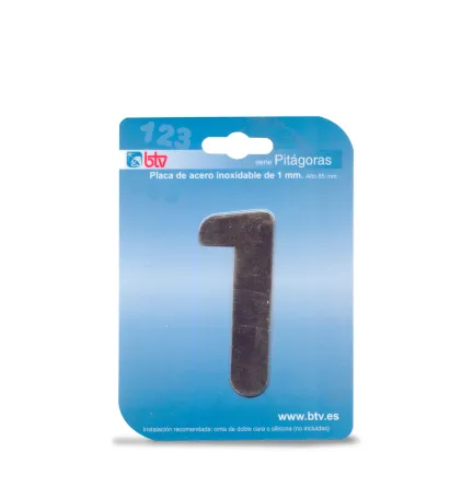 PLACA '1'  INOX ALTO 8,5 CM
