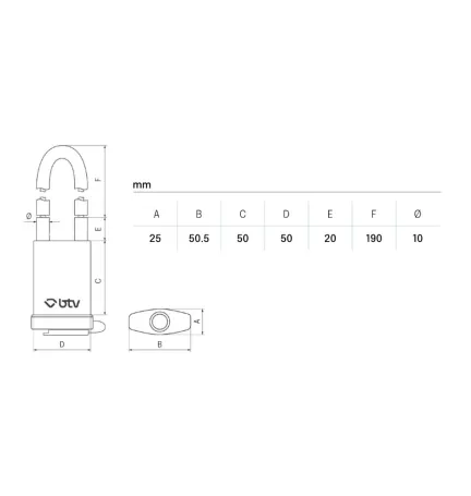 CANDADO THOR 50 CON SIRGA ACERO