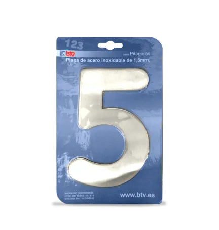 PLACA '5'  INOX ALTO 15,5 CM PLACA '5'  INOX ALTO 15,5 CM
