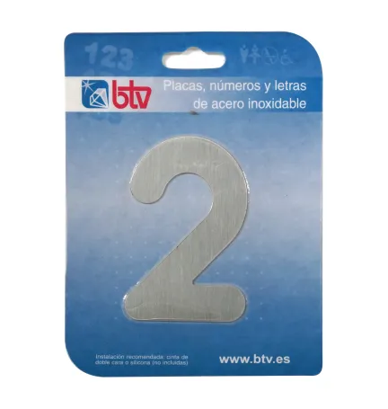 PLACA '2' INOX ALTO 15,5 CM