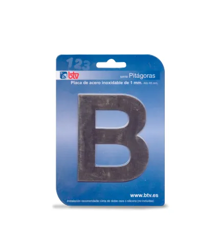 PLACA 'B'  INOX ALTO 8,5 CM