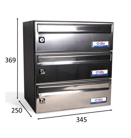 BUZON BARAJAS TRIPLE (3 BUZONES) 345x250 ACERO INOXIDABLE BRILLO