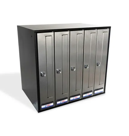 BUZON PRISMA FRONTAL G5 CUERPO NEGRO PUERTA INOXIDABLE SATINADO