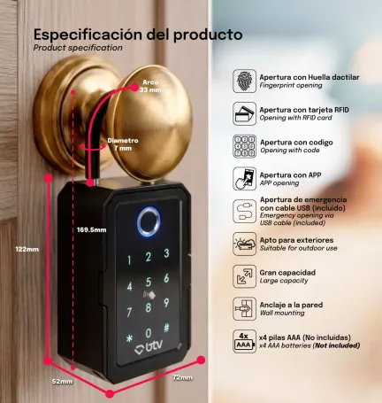 GUARDALLAVES ELECTRÓNICO TEKEY CON BLUETOOTH