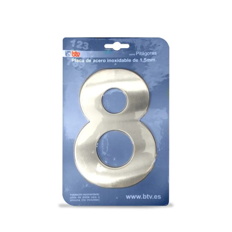 PLACA '8'  INOX ALTO 15,5 CM