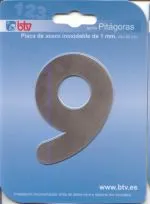 PLACA '9'  INOX ALTO 8,5 CM