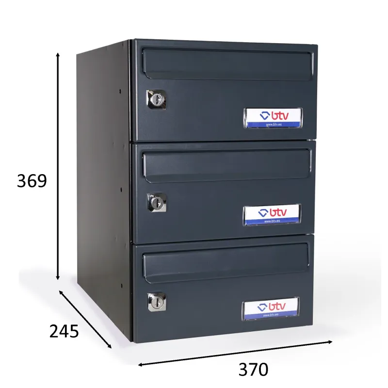 BUZON BARAJAS TRIPLE (3 BUZONES) 245X370 ANTRACITA