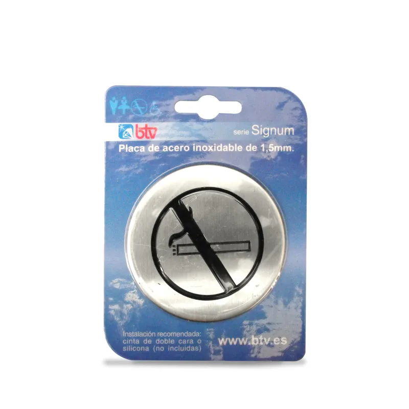 PLACA SIGNUM 'NO FUMAR'  INOX DIAM 10 CM