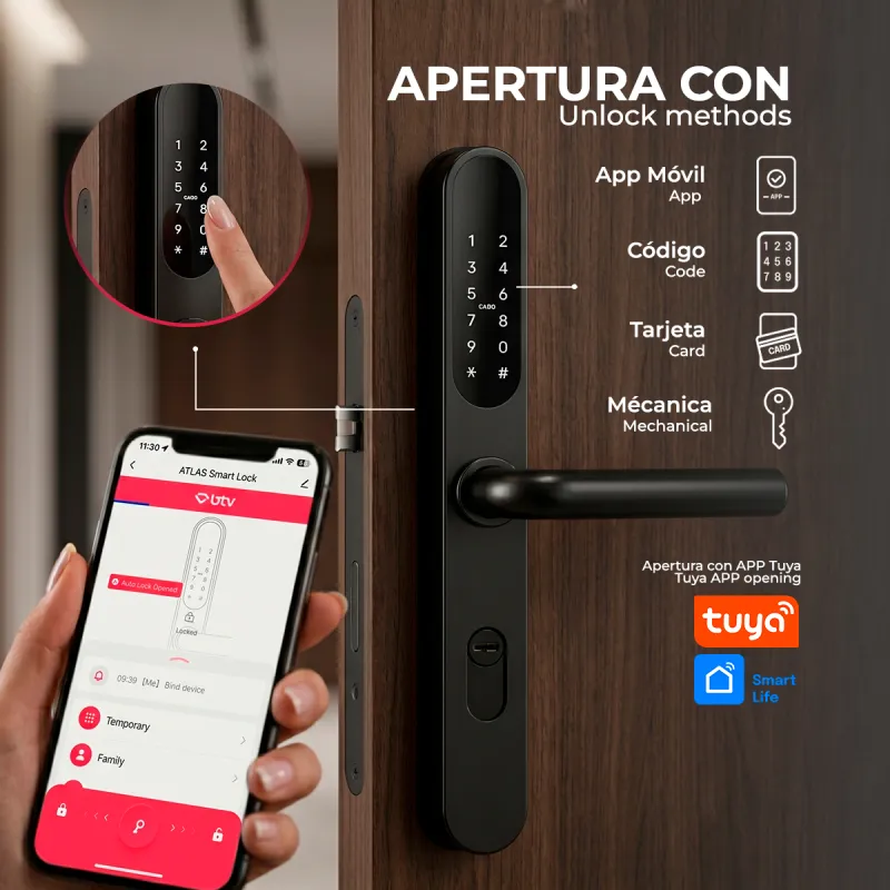 CERRADURA INTELIGENTE ATLAS NEGRO