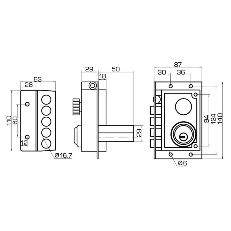 CERROJO ONIX APERTURA IZQUIERDA NEGRO
