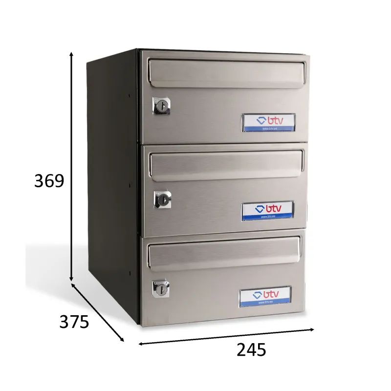 BUZON BARAJAS TRIPLE (3 BUZONES) 245x370 ACERO INOXIDABLE SATINADO