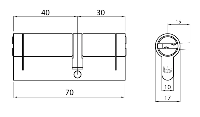 CILINDRO SNAKE PLUS 30/40 NK (5 LLAVES)