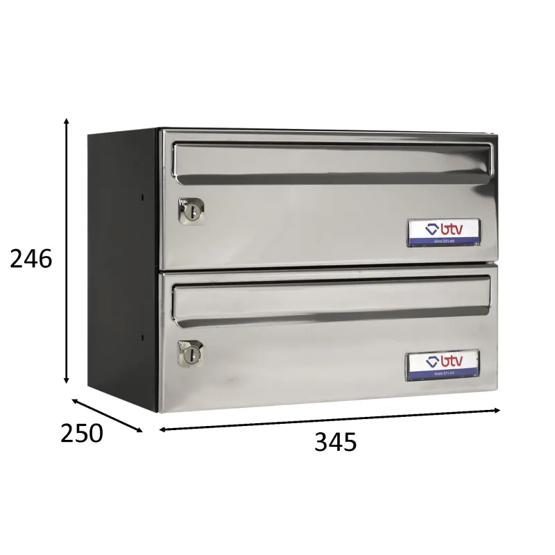 BUZON BARAJAS DOBLE (2 BUZONES) 345x250 ACERO INOXIDABLE BRILLO