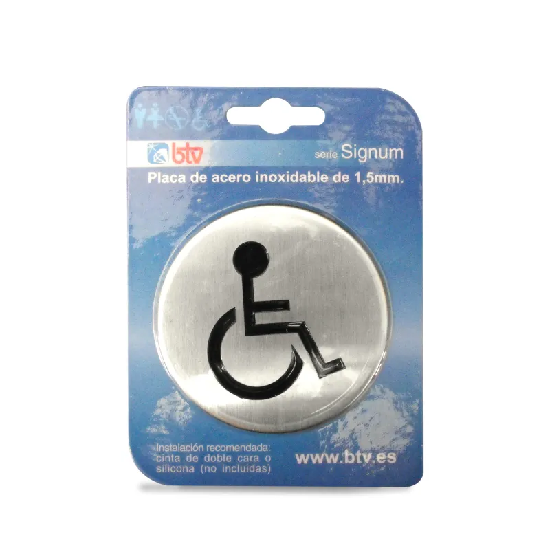 PLACA SIGNUM 'MINUSVALIDOS'  INOX DIAM 10 CM