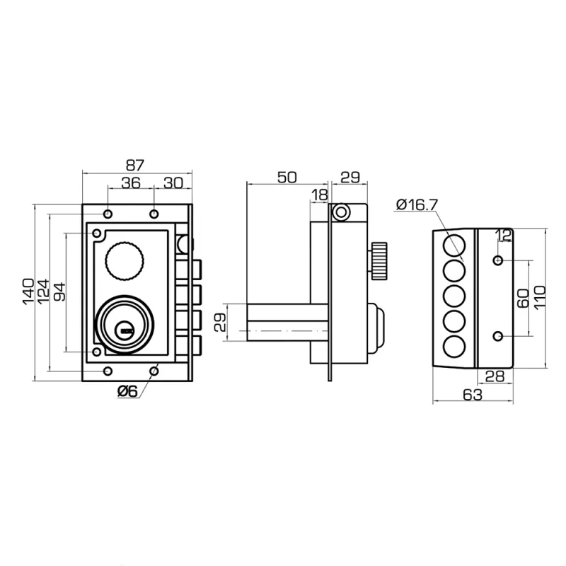 CERROJO ONIX APERTURA DERECHA DORADO