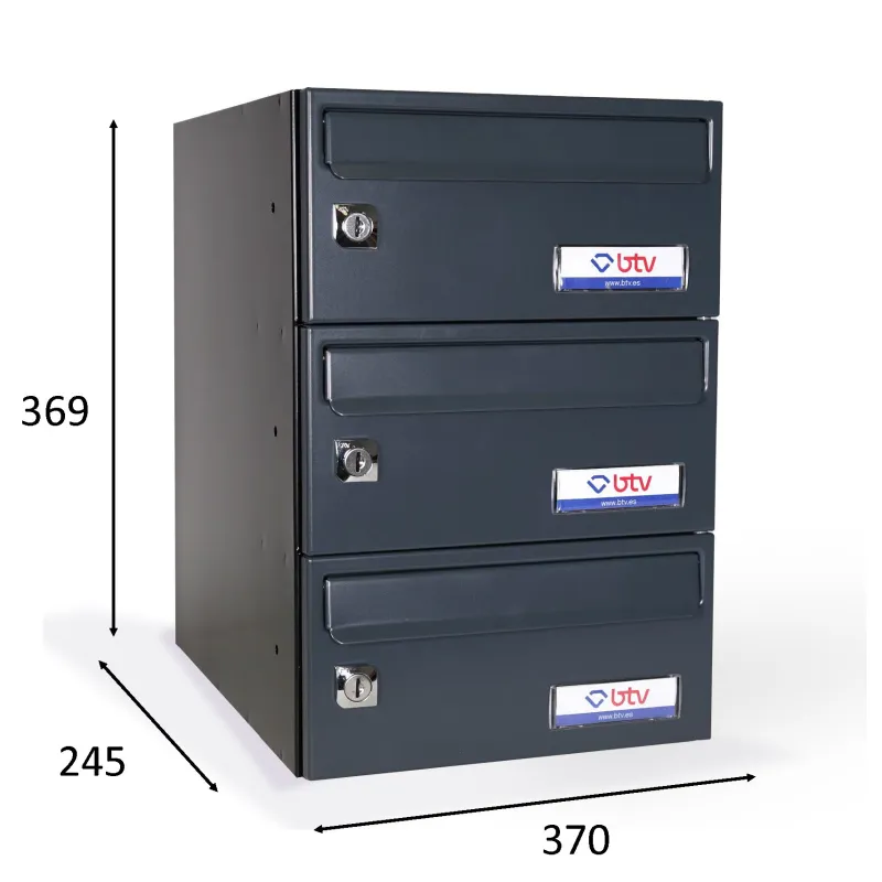 BUZON BARAJAS TRIPLE (3 BUZONES) 245X370 ANTRACITA