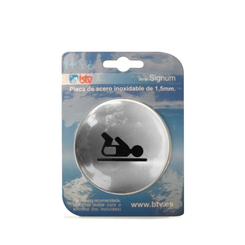 PLACA SIGNUM 'CAMBIADOR BEBE'  INOX DIAM 10 CM