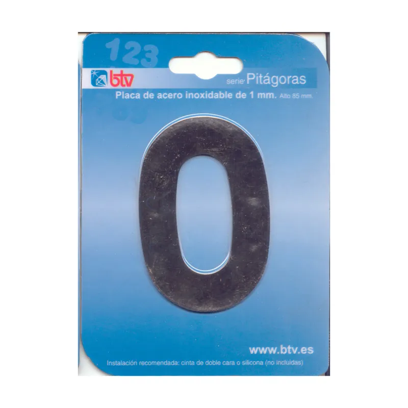 PLACA '0' INOX ALTO 8,5 CM