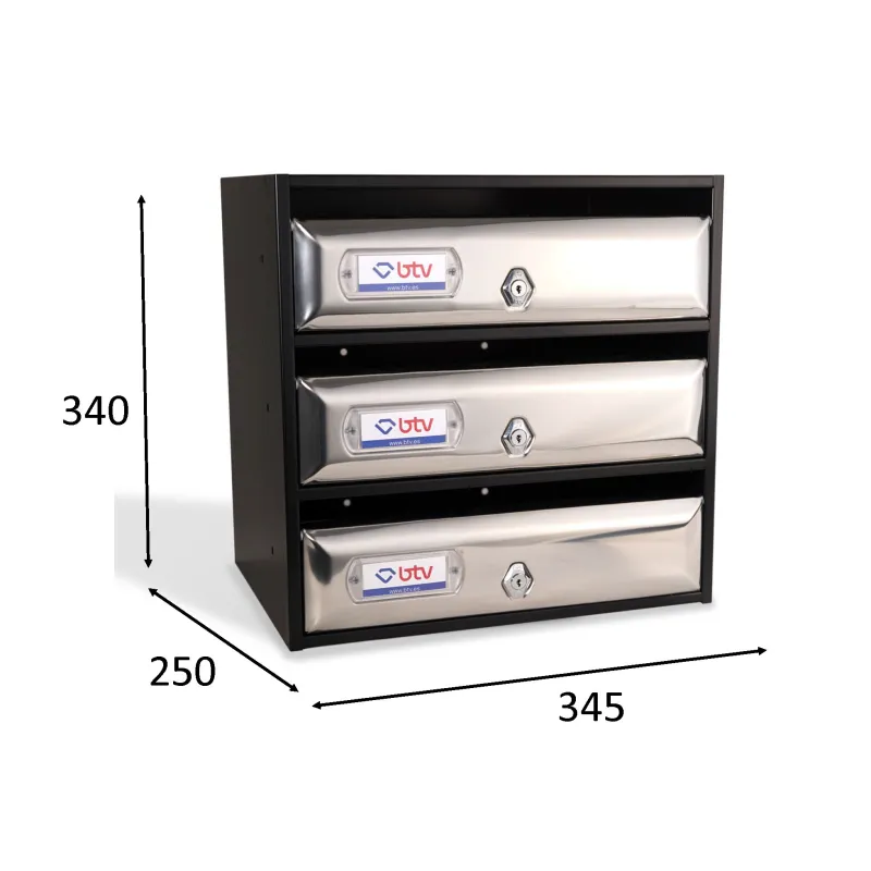 BUZÓN SEVILLA TRIBLE (3 BUZONES) ACERO INOXIDABLE BRILLO