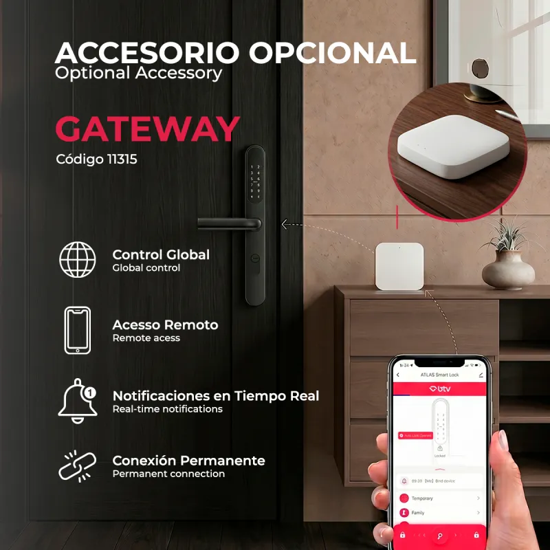 CERRADURA INTELIGENTE ATLAS NEGRO