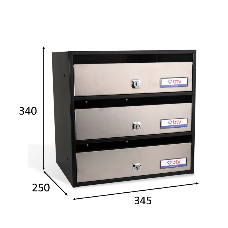 BUZÓN ANETO TRIPLE (3 BUZONES) ACERO INOXIDABLE BRILLO