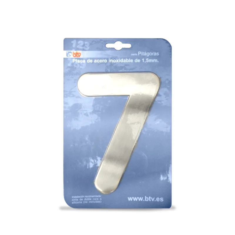 PLACA '7'  INOX ALTO 15,5 CM