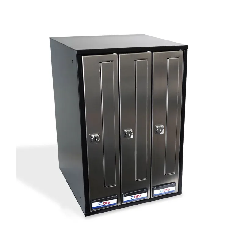 BUZON PRISMA FRONTAL G3 CUERPO NEGRO PUERTA INOXIDABLE BRILLO