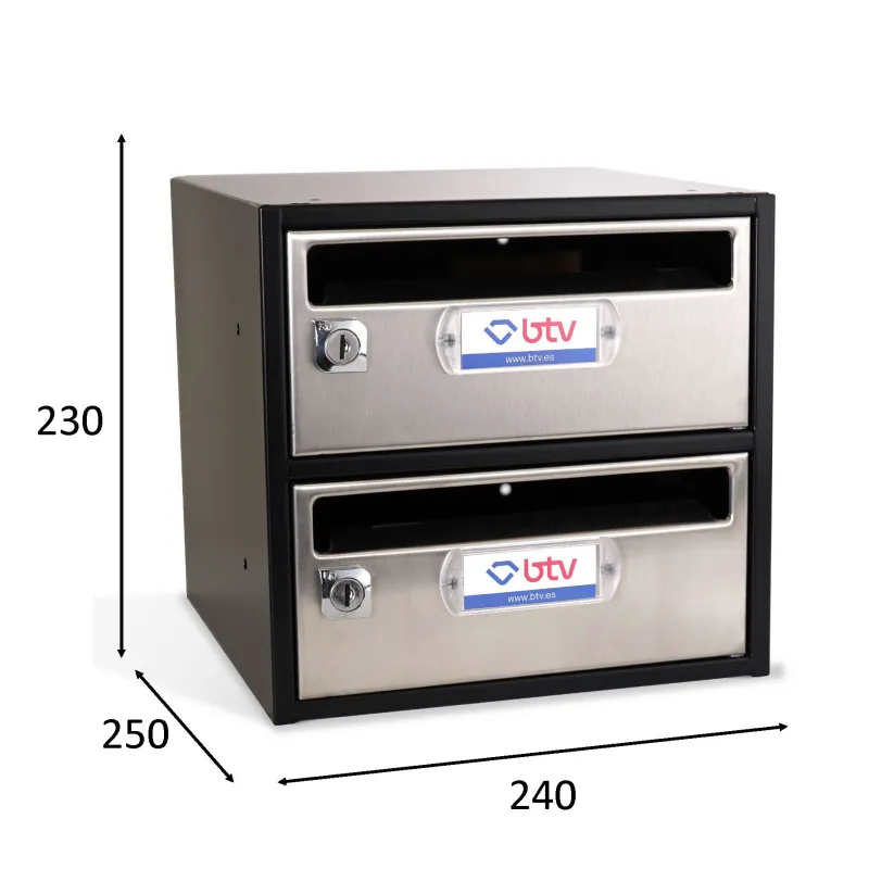 BUZÓN MONCAYO DOBLE (2 BUZONES)ACERO INOXIDABLE BRILLO